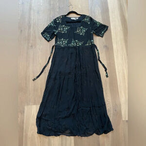 Vintage Embroider And Beaded Black Dress Size Medium